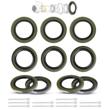 Imagem de Pacote com 10 4.4 cm ID x 6.5 cm OD Vedação de graxa de lábio duplo com 10 pinos contrapino para cubo de roda de reboque de 1,587 kg #84 eixo E-Z Lube RV, substitui Dexter 10-19(010-019-00) Transcom