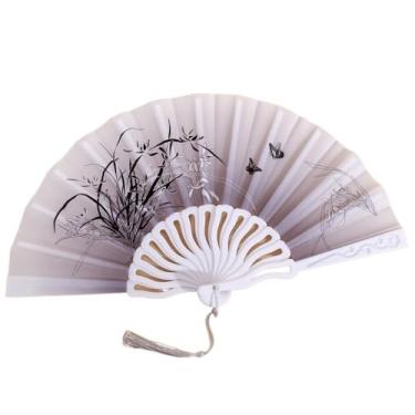 Imagem de Leque, Flores De Tecido Para Festa Dança Carnaval Decoração(Azul,1)