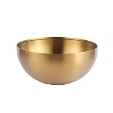 Imagem de WYUYIWH Tigela de grande capacidade aço inoxidável dourado prata tigelas de salada sopa arroz macarrão tigela de ramen utensílios de cozinha recipiente de alimentos (cor: ouro)