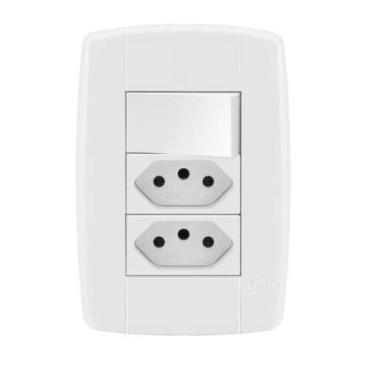Imagem de Espelho Tomada Dupla 2P+T Interruptor Simples 10A 250V Ilumi