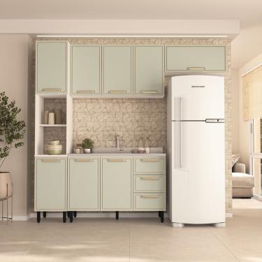 Imagem de Cozinha Modulada 4 Peças sem Pia Amara Politorno Móveis - Branco/Verde