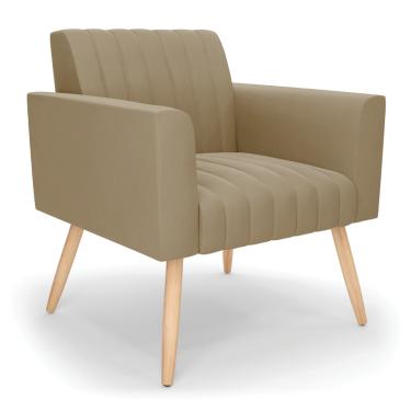 Imagem de Poltrona Viena Gomada Suede Marrom Rato Pés Palito Natural - D'Rossi