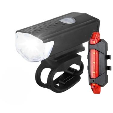 Imagem de Farol Para Bike RecarregáVel Com Sinalizador Traseiro - Alto Brilho - Kit De IluminaçãO Para Bicicleta(Kit Completo)