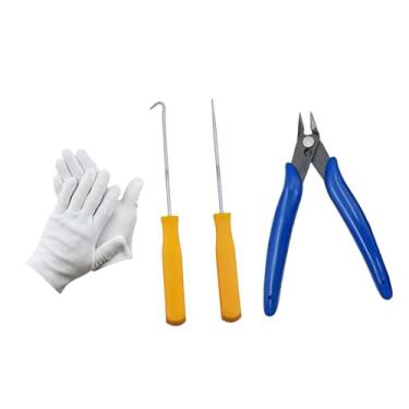 Imagem de simhoa Conjunto de ferramentas para encordoamento de raquetes, cabo de puxar, reparo, fácil de usar, ferramenta de guia de confortável, multifuncional, Amarelo