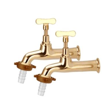 Imagem de 2 Uni Torneira Jardim Tanque 1130 Dourada%100 Metal C/Bico Para Mangueira