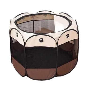 Imagem de Casinha de cachorro grande portátil dobrável para cachorros e gatos resistente (MARROM,G - (112 CM))