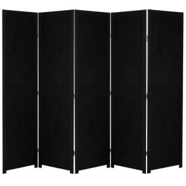 Imagem de Biombo Liso Sanfonado Com Dobradiça Fechado Pintado Divisor De Ambiente Preto ou Branco Jt Home (PRETO, 5 FOLHAS DE BIOMBO)