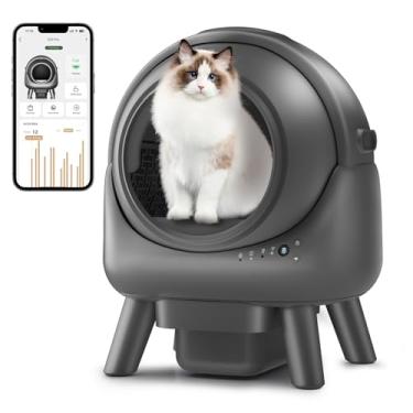 Imagem de Caixa de areia autolimpante, caixa de areia automática para vários gatos, robô com controle de aplicativo, proteção de segurança dupla inteligente, eliminação de resíduos sem odor, inclui sacos de