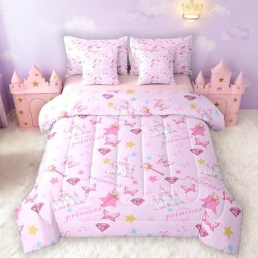 Imagem de Feelyou Conjunto de edredom de castelo de fadas de borboleta, 7 peças, solteiro, desenho de princesa, para crianças, meninos, meninas, contos de fadas mágicos, para decoração de quarto de estrelas de