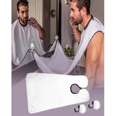 Imagem de Avental de barba masculino com ventosas, capa de barbear ajustável para cuidados pessoais, marido, namorado, pai, presente de dia dos pais - branco