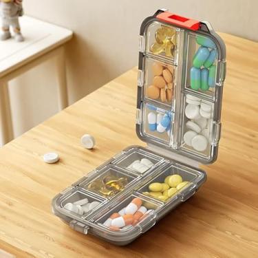 Imagem de Organizador de comprimidos de medicamentos para viagem, 10 compartimentos para uso diário, suporte compacto e portátil para medicamentos para armazenamento de suplementos vitamínicos de óleo de peixe