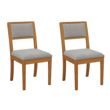 Imagem de Kit 2 Cadeiras De Cozinha Alice Madeira Maciça 2cmm003ca 2un Carvalho-boucle Cinza - Kappesberg