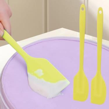 Imagem de Espátula pequena de silicone para bolo, biscoito, pastelaria, raspador, alça transparente, creme, utensílios para assar em casa, amarelo