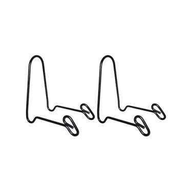 Imagem de Pacote com 2 suportes de tigela de ferro pretos - suportes de cavalete de mesa de ferro preto de 12 cm para tigelas, travessas e pratos profundos (profundidade máxima: 9 cm)