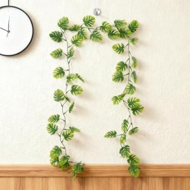 Imagem de 172 cm Artificial Monstera Folha Pendurada Rattan Verdura Sintética Vinha Decoração Casa Jardim Planta Artificial Decoração 2 Peças