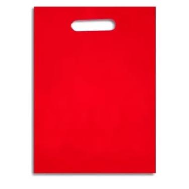 Imagem de Sacola Plástica Alça Vazada 15x20cm (Boca de Palhaço) – 100 Unidades – Cores Azul, Branco, Vermelho, Preto e Rosa Pink (Vermelho)