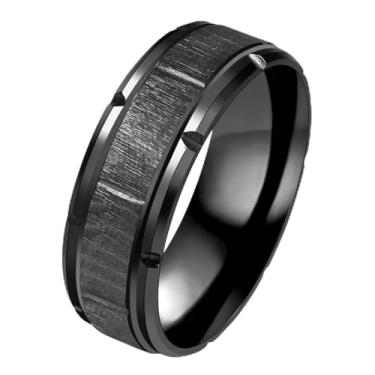 Imagem de Anel masculino de aço inoxidável | 8 mm de largura para marido e pai | Joias clássicas e duráveis para aniversário, Natal Y4035, Aço inoxidável, Sem pedra preciosa