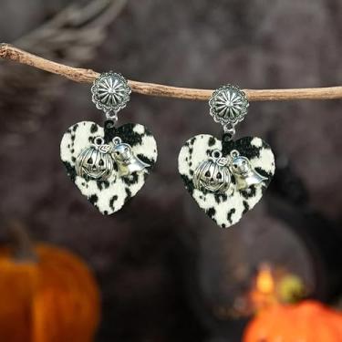 Imagem de Brincos pendentes com estampa de vaca em couro bovino falso fantasma boo boho joias góticas vintage étnicas acessórios de férias de verão aniversário festa de Halloween presente para mulheres amigas