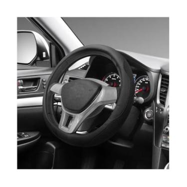 Imagem de MTRPS Capa de volante de couro de microfibra, protetor de volante respirável com anel interno antiderrapante, capa de roda de carro universal de 36,8 a 38 cm, decoração de interiores automotivos para