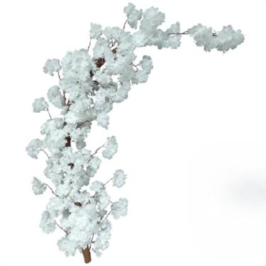 Imagem de Planta Artificial, Flores Artificiais Jardim Vertical Cerejeira Muro Inglês Pendente(Direita Branco)