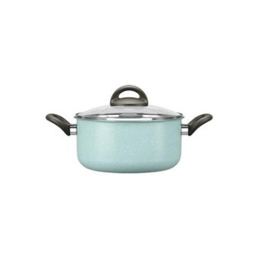 Imagem de Caçarola Alumínio 20cm 2,65L Brinox Antiaderente Ceramic Life Suprema Verde Tampa de Vidro