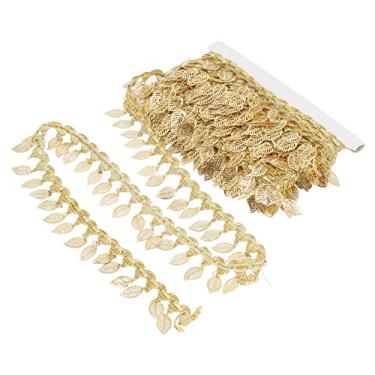 Imagem de Zerodis Folha de Ouro Guirlanda de Metal Brilhante Fita Guarnição Decoração Requintada para Festas de Casamento e Presentes de Projetos Diy (Formato de folha oca)
