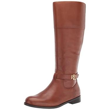Imagem de Lauren Ralph Lauren Botas femininas Everly Tall na altura do joelho, Sela/caramelo profundo, 34
