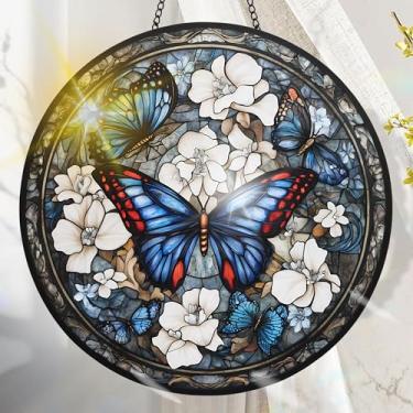 Imagem de Apanhador solar de acrílico colorido, decoração de janela suspensa de borboleta com design de vitral impresso, apanhador de sol, arte de parede de arco-íris, ideia de presente e ornamento de jardim