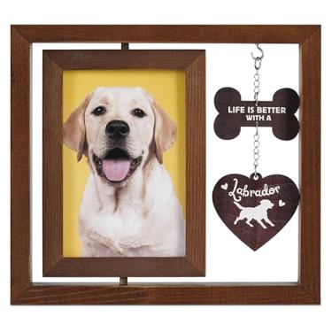 Imagem de InnoBeta Labrador Gifts, porta-retratos giratórios, moldura dupla face 10 x 15 cm, Life is Better with A Labrador