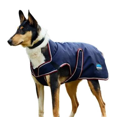 Imagem de WeatherBeeta Casaco impermeável para cães ComFiTec Premier Deluxe, azul marinho/vinho, 30,5 cm