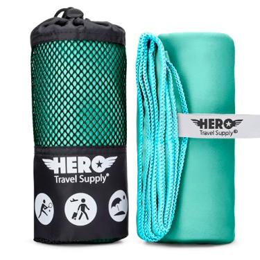 Imagem de Hero Toalha de praia grande de microfibra compacta para viagens (água-marinha, 101,6 cm x 183 cm)