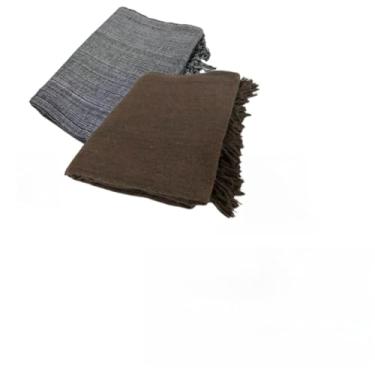 Imagem de Kit 2 Mantas para Sofá Gigante 100% Algodão – Manta Decorativa e Protetora para Sala de Estar (1 Preto Mesclado + 1 Marrom E)