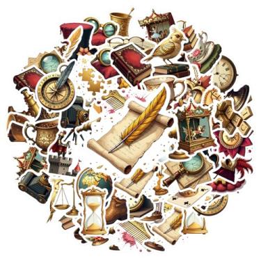 Imagem de 50 peças vintage steampunk relógios retrô aventura papelaria adesivos brinquedo antigo para telefone faça você mesmo, laptop, scrapbook, bicicleta, guitarra, faça você mesmo, bicicleta, skate, laptop