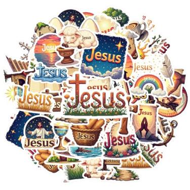 Imagem de 50 pçs Cristão Jesus Fé Espiritualidade Sagrada Adesivos Bíblicos Sagrados para Mala Geladeira Telefone Bagagem Laptop Guitarra Carro Adesivos Brinquedos Laptop Motocicleta Bagagem Telefone