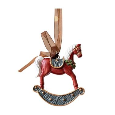 Imagem de Nishiyuenyi Enfeite de Natal para árvore de Natal, pingente de resina artesanal, pequena estátua decorativa para pendurar, Cavalo