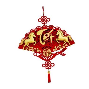 Imagem de rockible Decoração de Ano Vietnamita, Placa Decorativa para Entrada com Borla, Enfeite de Parede Reutilizável para Porta de Entrada e Sala de Estar, Style D