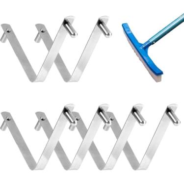 Imagem de 6 peças de escova de piscina em forma de V, clipe de botão de mola de pino duplo de aço inoxidável, clipes de borboleta de mastro de piscina para redes de skimmer de spa, escovas a vácuo, ancinho de