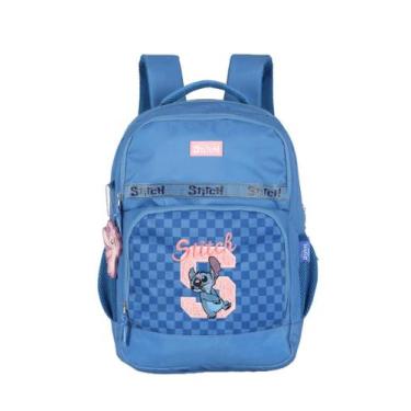 Imagem de Mochila de Costas Oficial da Disney Stitch + Chaveiro - Luxcel, Azul