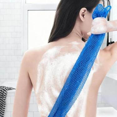 Imagem de 1 peça esponja de banho africana rede africana longa esponja de banho esfoliante chuveiro corpo esfregão traseiro pele mais suave, ótimo para uso diário