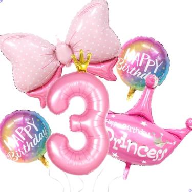 Imagem de Princesas 3 balões de aniversário, suprimentos de festa, hélio grande, 101,6 cm, coroa de folha, arco de festa, decoração de balões para meninas, princesas, lembrancinhas de aniversário de trindade
