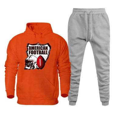 Imagem de Conjunto Abrigo Moletom Flanelado Plus Size Canguru Com Capuz Calça Flanelada Tamanho Especial