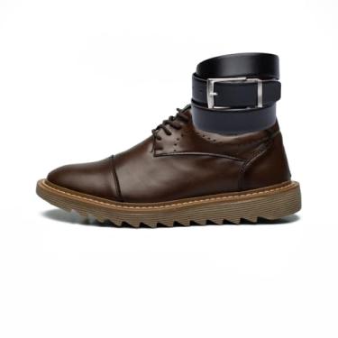 Imagem de Verona Sapato Social Oxford Masculino em Couro, Marrom e Preto, Estilo Brogue com Cinto Tratorado, Design Confortável (Conhaque Ambar, BR, Adulto, Numérico, 42)