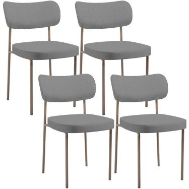 Imagem de Kit 04 Cadeiras Decorativa Estofada Para Sala De Jantar Melina Base Arena L02 Linho Cinza Escuro - Lyam Decor