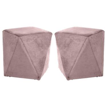 Imagem de Kit 02 Puffs Sala de Estar Blois Veludo Rosê Gran Belo