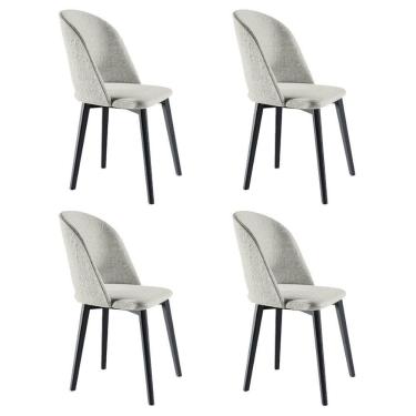 Imagem de Kit 4 Cadeiras Madeira Maciça Hadassa Linho Bege/ébano