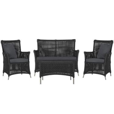 Imagem de Jogo Sofá 2 Poltronas E Mesa Igapó Fendi E11 Trama Original Preto