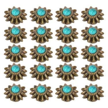 Imagem de Tnfeeon Conchos Decorativos Margaridas, Rebites Turquesa Elegantes para Bolsas e Chapéus de Couro, Enfeites de Liga de Zinco (Verde)