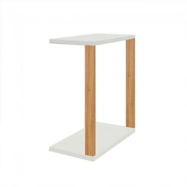 Imagem de Mesa Lateral de Escritório Lanes 100% MDF Off White e Freijó 60 cm