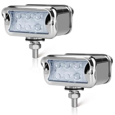 Imagem de 2 peças de luzes de para-choque de pedestal âmbar/vermelho de dupla revolução, 12 luzes estroboscópicas de LED semi caminhão, luzes de para-choque de dupla face para Freightliner Peterbilt Kenworth