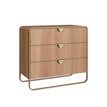 Imagem de Cômoda Luna 3 Gavetas Hanover e Dourado